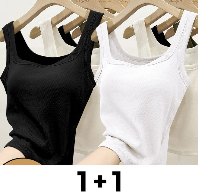 Neirny 1+1 여성 브라나시 빅사이즈 봄 여름 끈 나시 라운드 민소매 데일리 이너 빅사이즈 브라탑 나시 2매입