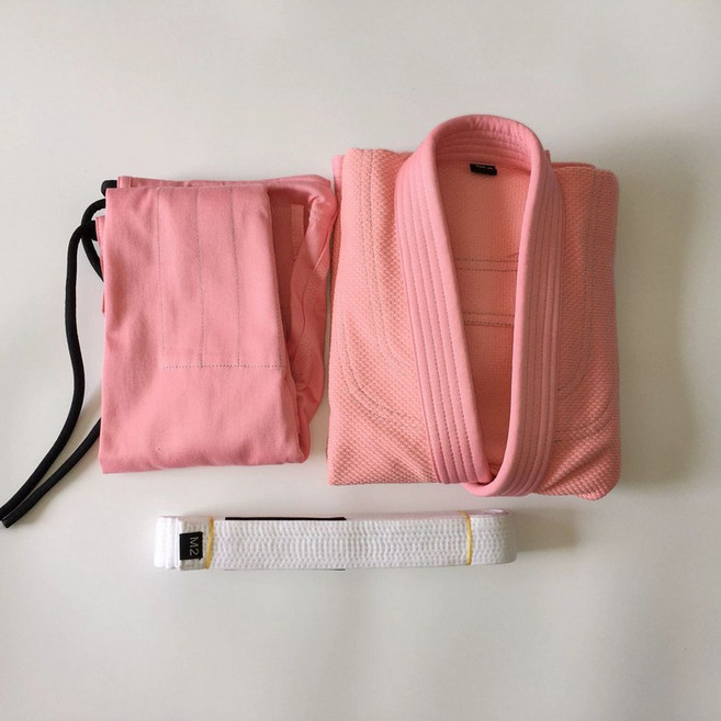 핑크 주짓수 도복 상하 세트 합기도 유니폼 훈련 상하의 무지 태권도