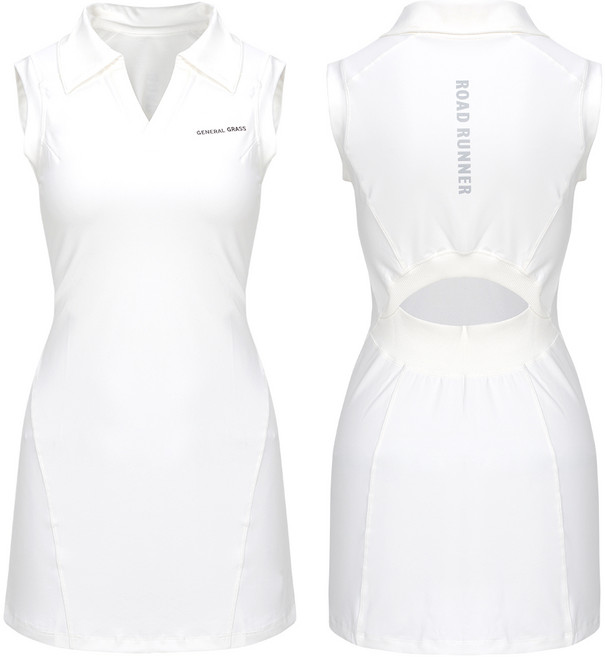 여성 브이넥카라 백트임 포인트 골프 테니스 원피스 GF0205
