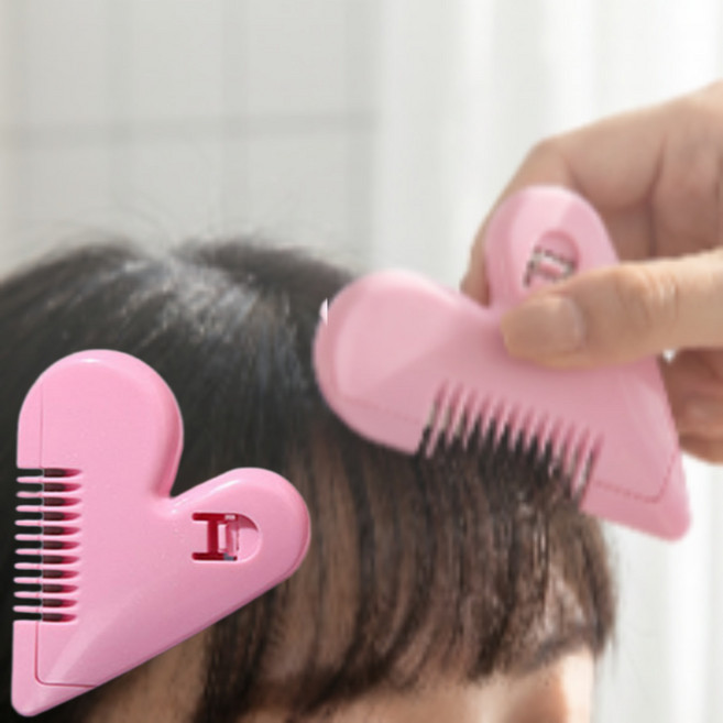 슬픽 셀프 앞머리 자르기 컷팅기 빗가위 헤어, 2개, 핑크