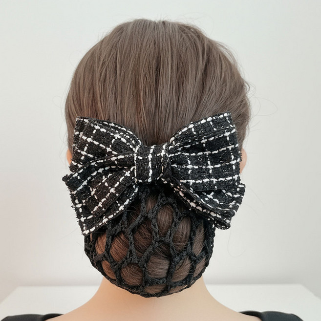 온리유 체크 트위드 더블보우 헤어핀 머리망