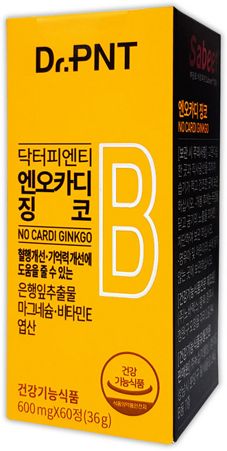 녹십자웰빙 닥터피엔티 엔오카디 징코 60정(1개월), 1개, 60정