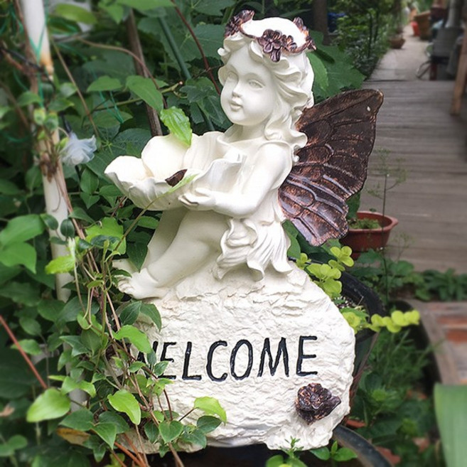 천사웰컴 천사모형 빈티지소품 앤틱장식품 천사조각상, 1개