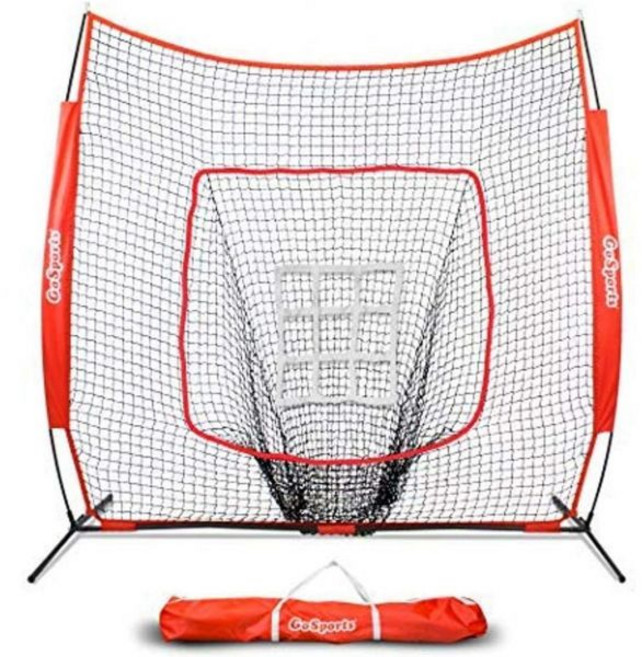 GoSports 보너스 스트라이크 존이 있는 7'x7' 야구 & 소프트볼 보우 프레임 연습 네트 XTRAMAN 더미 타자 피칭 키트, 1개