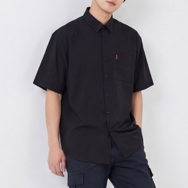 루크 남성 여름 베이직 반팔 셔츠 남자 티셔츠 남방 구김 없는 오버핏 반팔티