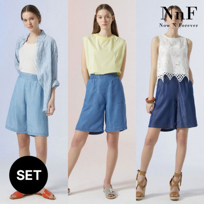 NnF 여성 텐셀 밴딩 하프 팬츠 3종세트