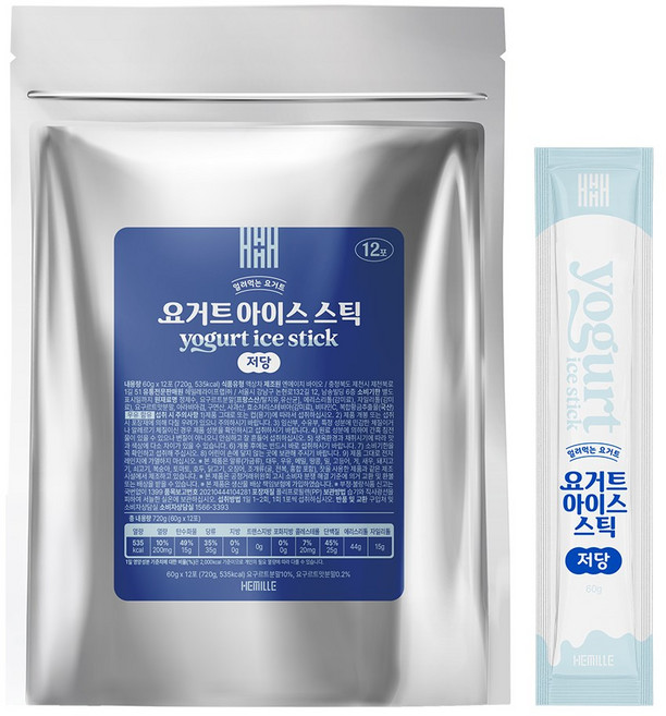 헤밀레 얼려먹는 저당 요거트 아이스스틱 12포, 1개, 60g