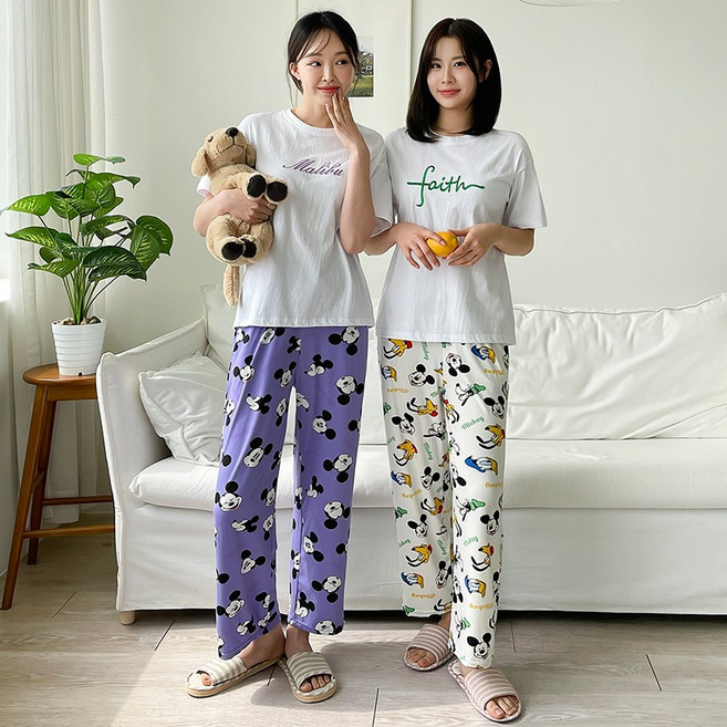 굿잠 미키 쫀득 9부 파자마팬츠