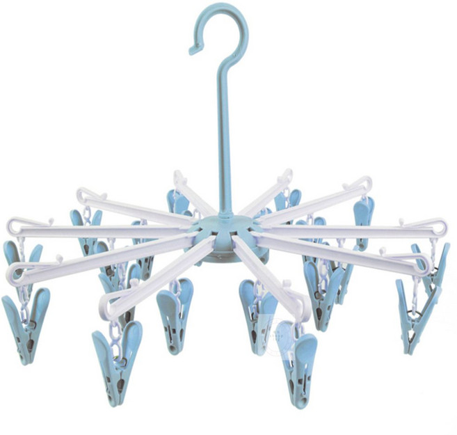 원형 빨래건조대 20집게 빨래집게옷걸이 고정집게, 블루, 1개, 블루
