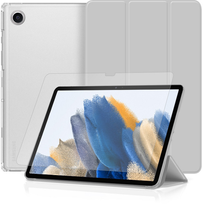 니하 태블릿 슬림 클리어 케이스(액정보호 강화유리 필름), 그레이, 1개