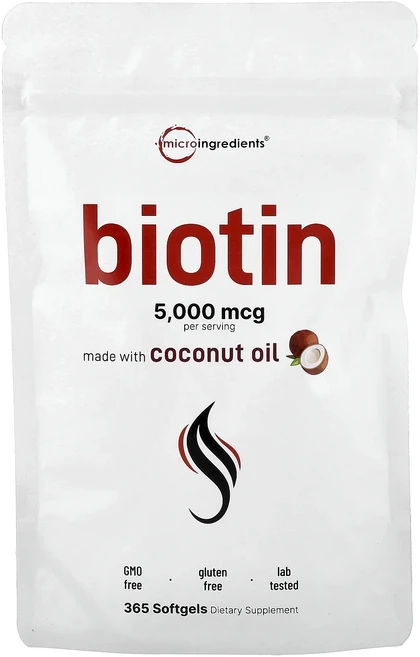 새해 첫좋은선물 Micro Ingredients 비오틴 5000mcg 소프트젤 365정 제대로 할인합니다, MicroIngredients비오틴5000mcg소프트젤, 1개 - 쿠팡