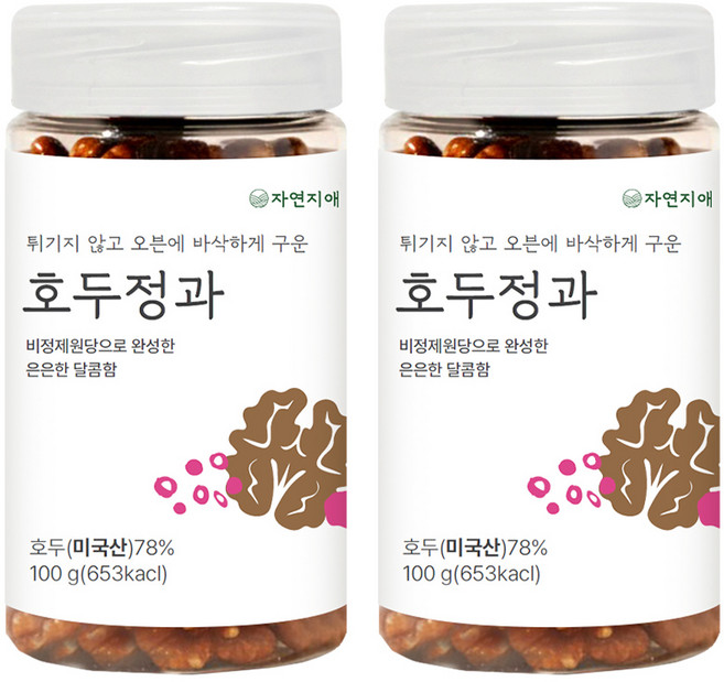 자연지애 오븐에 구운 호두 정과 / 프리미엄 견과 스낵 강정 간식, 2개, 100g