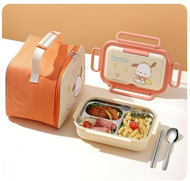 Sorpci 산리오 316 스테인리스 도시락 가방세트 보온 도시락, 1개, 포차코