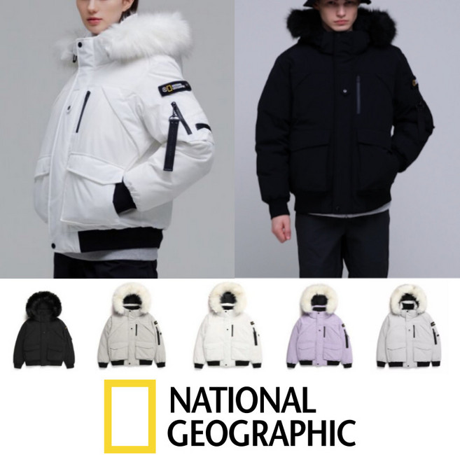 국내매장판 내셔널지오그래픽 숏 패딩 타루가 덕 다운 점퍼 남성 여성 퍼 트리밍 커플 아우터 겨울 자켓 방수 발열 안감 보온 후드 탈부착