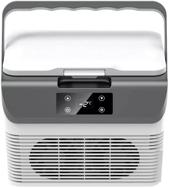 15L 臥式車載冰箱 雙核製冷觸控面板, 灰色+白色, 車載冰箱15L臥式雙核