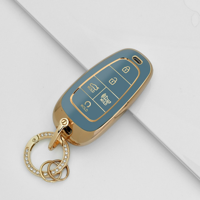 스타리아 2021~현재 키케이스 5버튼 골드라인 키홀더 H7-R, 파스텔블루