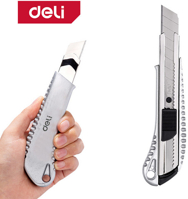 델리툴즈 금속 메탈 오토락 커터칼 알루미늄 작업용 도배 장판 칼 18mm, 메탈 커터칼_18mm (DL4255), 1개