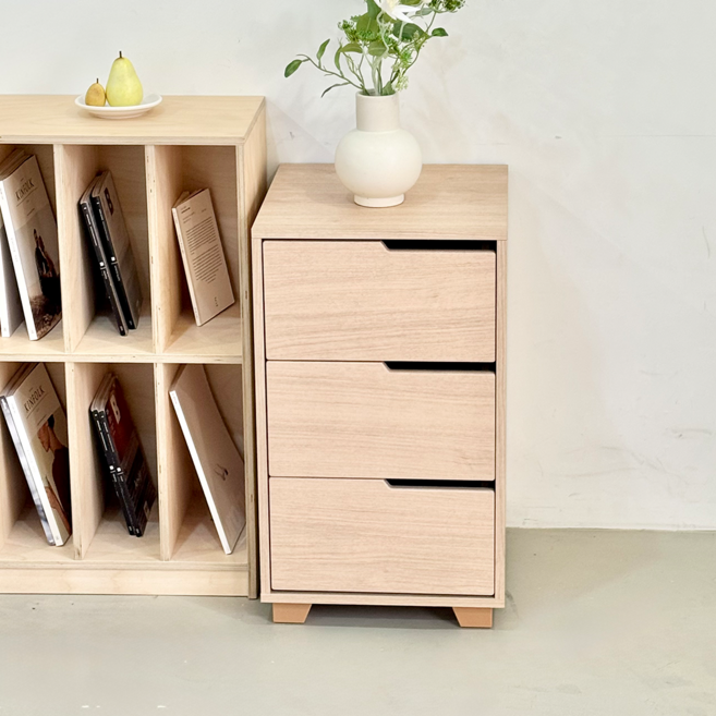 [국내생산 완제품배송]윈썸 베이 400 3단 기본형 틈새 미니 수납 책상 서랍장, 메이플