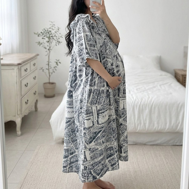 미야미 44 120 빅사이즈 만삭가능 임산부 롱원피스 임부복 추천 출산 선물 임신 임부