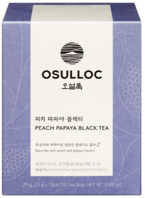 오설록 피치 파파야 블랙티 피라미드 티백, 2.5g, 20개, 10개입