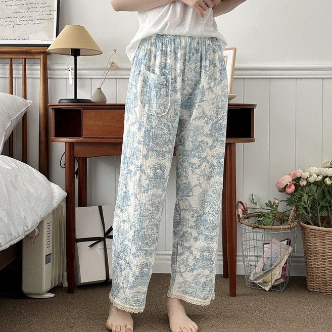 엔젤스커트 국산 면100 요루면 파자마바지 2중거즈 뜨왈 잠옷