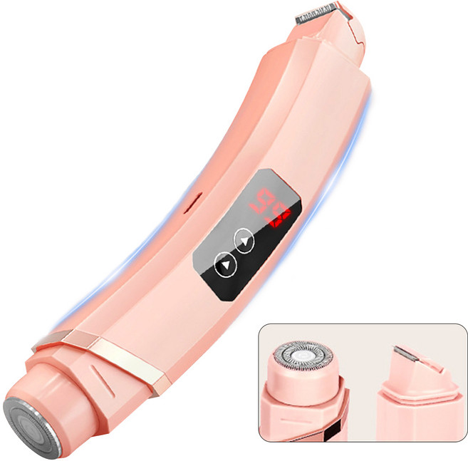 여성제모기 얼굴 트리머 가정용 USB충전 2in1 비키니라인 y존 모근제거기 셀프케어, 핑크