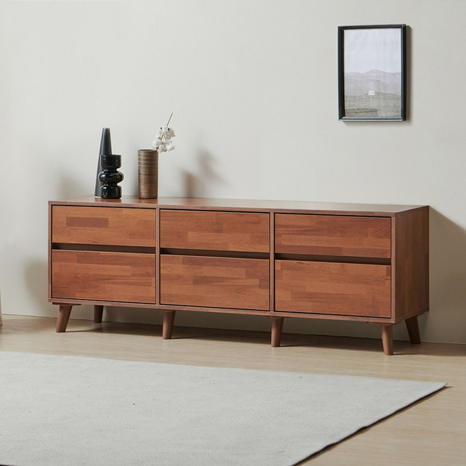 [케이컴퍼니]K1500-2S-IN-6C-LPM / 심플비 피크 높은 1500거실장 6서랍형, 멀바우