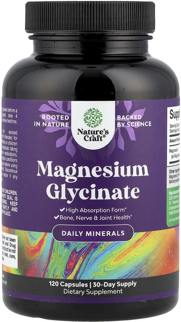 단백질 비타민 철분 마그내슘 칼슘 Nature's Craft 마그네슘 글리시네이트 캡슐 120정(캡슐 1정당 125mg) 고루고루섭취해주세요, NaturesCraft마그네슘글리시네이트캡슐120정캡슐, 1개 - 쿠팡
