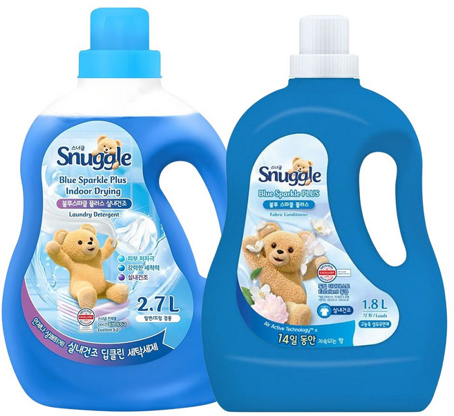 스너글 블루스파클 플러스 실내건조 세제 2.7L 본품 + 블루스파클 플러스 섬유유연제 1.8L 본품, 1개