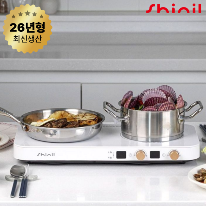 신일 프리미엄 2구 인덕션 전기레인지, 일반형, SHL-DB339WH