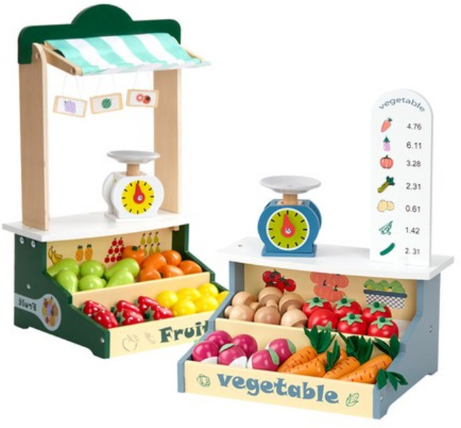 플레이 원목슈퍼마켓놀이대2종세트(1074set)(원목슈퍼마켓놀이대 야채+원목슈퍼마켓놀이대 과일), 없음, 1개