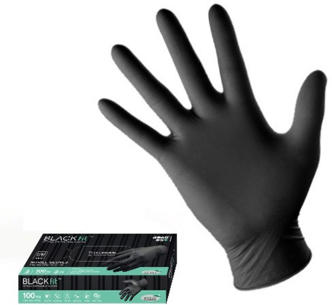크린스킨 Clean skin 블랙핏 일회용 니트릴 장갑 100매, 블랙, 대(L), 1개