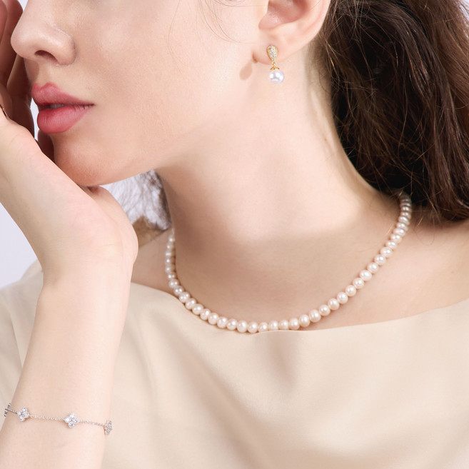 [시후주얼리] 담수진주목걸이 천연양식 못난이진주 실버925 2mm 3mm 4mm 6mm 8mm NS055N 고급 선물