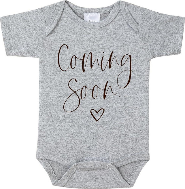BIBIBLISSBABY Baby Coming Soon 바디수트 발표 조부모를 위한 재미있는 임신 발표 선물 Taro 0-3개월 227846, 믹스 그레이