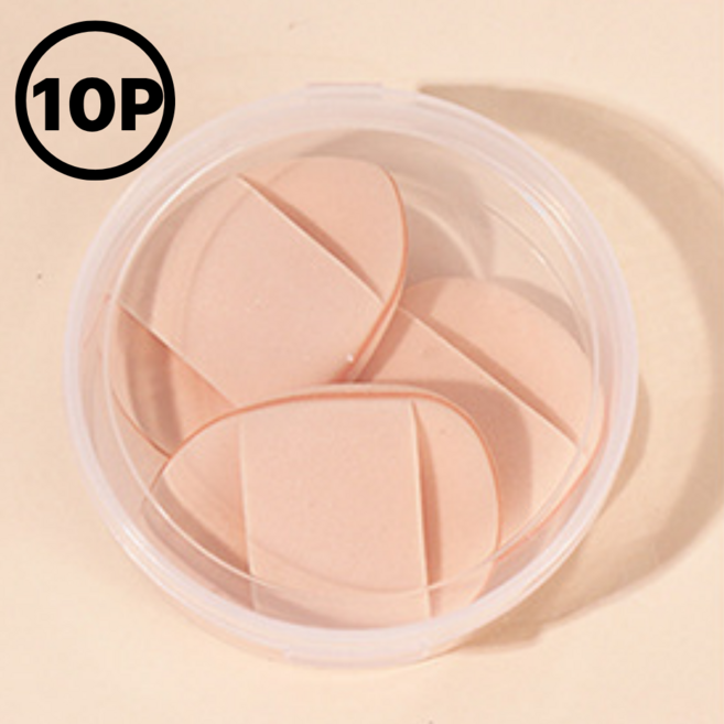 양면 핑거 퍼프 메이크업 스펀지 블러셔 미니 손가락 퍼프 10p + 케이스, 1세트, 스킨
