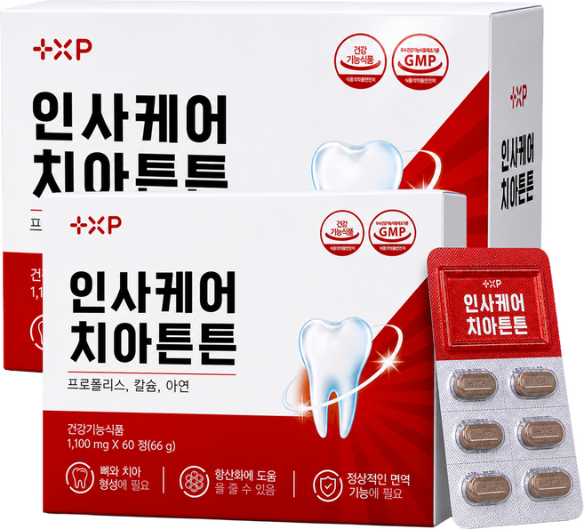 뼈 와 이가 탄탄 약한 잇몸 프로폴리스 칼슘 영양제, 2개, 60정