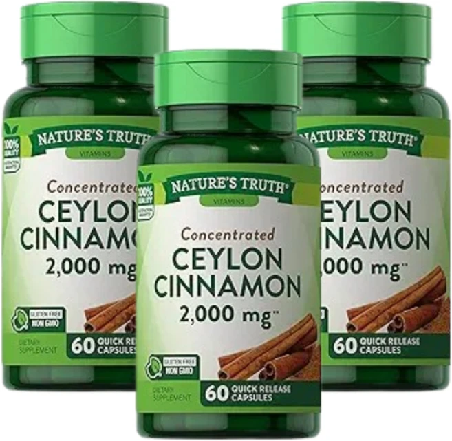 네이처스 트루스 농축된 실론 계피 2 000mg 빠른 방출 캡슐 60정 3 SET - 쿠팡