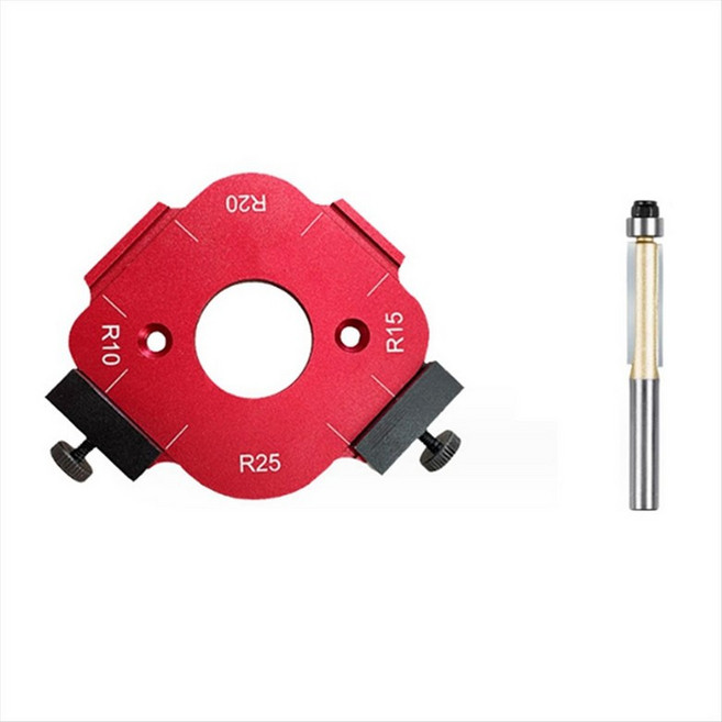 4-in-1 아크 각도 포지셔닝 템플릿 라우터 코너 반경 템플릿 코너 반경 지그 라우터 템플릿 재사용 가능, 10-25R, 빨간색, 1개