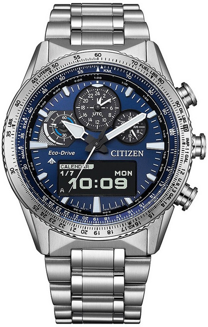 CITIZEN 男士 Sky 系列太陽能藍寶石玻璃 Promaster 金屬手錶 JV2000-51L