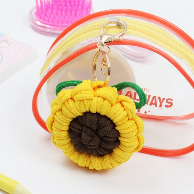 용화케어 업사이클링 양말목 공예 꽃 키링 만들기 DIY 세트, 해바라기, 1개