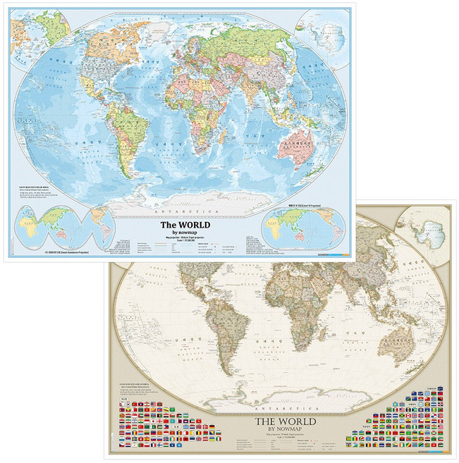 빈켈도법 세계지도 (대서양중심) 코팅 - 어린이 세계전도 여행 포스터, 07. 앤틱 국기