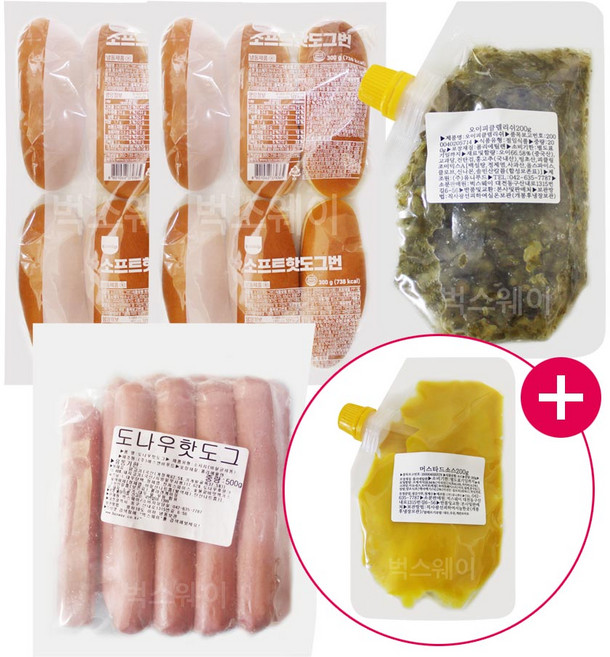 벅스웨이 숯불갈비맛 핫도그만들기세트 (10인분-머스타드소스 렐리쉬), 1개, 200g