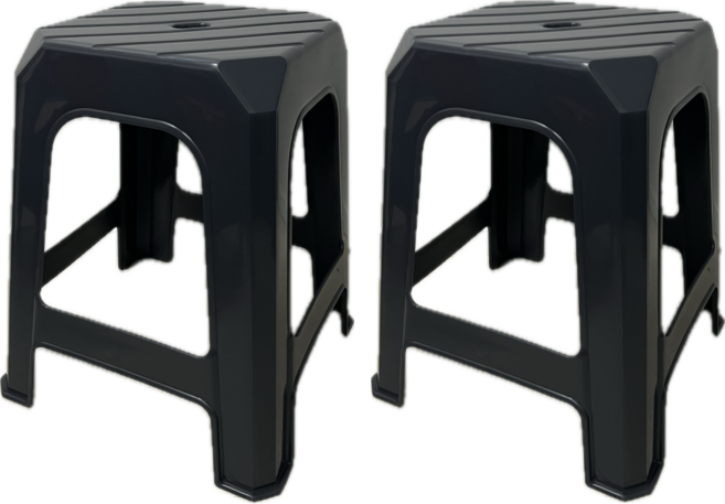 나코 간이 플라스틱 의자 야외용 편의점 튼튼한 고하중 사각 행사용 포장마차의자, 다크그레이, 2개