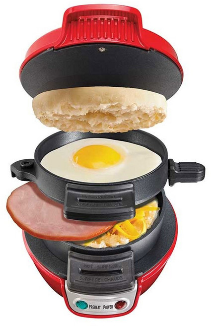 해밀턴 비치 맥모닝 1구 샌드위치 브런치 메이커 민트, 붉은색