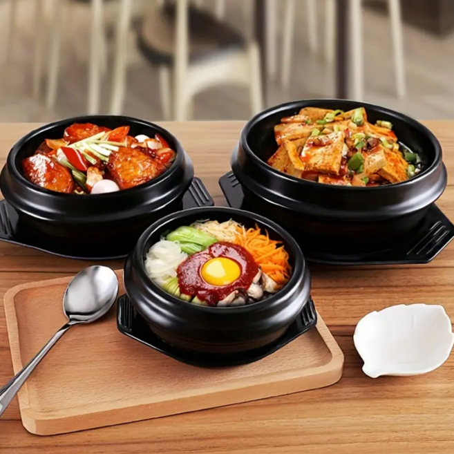 쿠코아 따뜻하게 유지되는 직화 찌개 비빔밥 뚝배기 받침 세트, 1개, 16cm