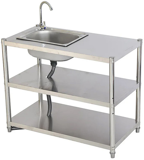 Larry 주방 싱크대 개수대 사무실 씽크대 간이 세면대 영업용 싱크대 업소용 싱크대 + 스텐 업소용 작업대 업소용선반, 1개