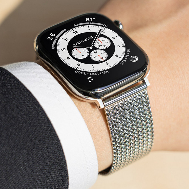 빌틴 애플워치 메탈 유광 스트랩 울트라 슬림, 1개, 리퀴드 실버