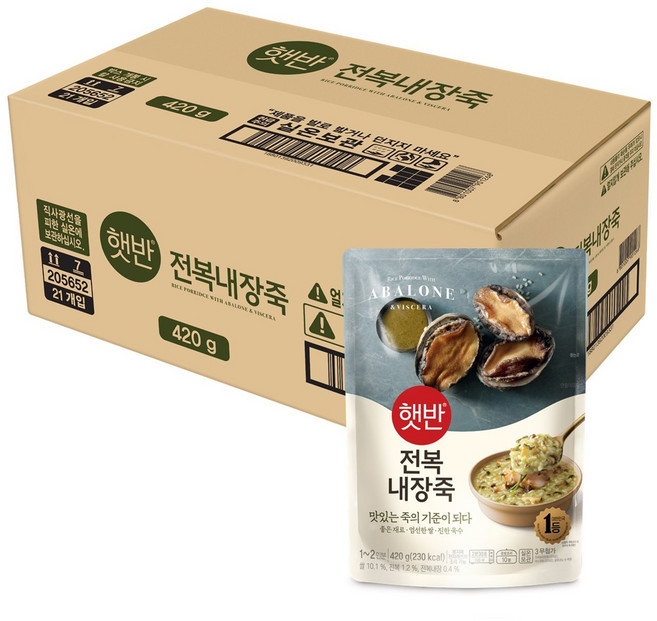 비비고 전복내장죽, 420g, 21개