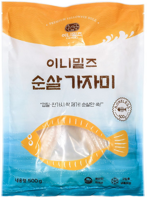 이니밀즈 순살 가자미 무염 흰살 아기 손질 생선, 1개, 500g(6-7팩)