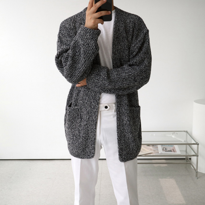 맨즈북 V넥 로브 남성 니트롱가디건 오버핏 직장인 사무실옷